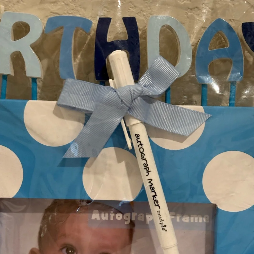 Mud Pie Birthday Boy Autograph Picture Frame NWT